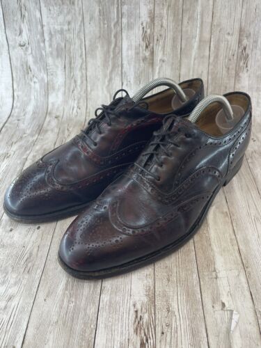 Johnston & Murphy Aristocrat 8.5 Cordovan Burgundowa skórzana sukienka Wingtip Buty - Zdjęcie 1 z 9