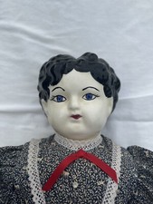 Antique GERMAN Black Hair China Head Doll House Doll Original Clothing