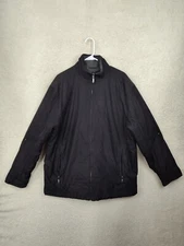 Geoffrey Beene Men Jacket Large Black Mock Neck Nylon Blend Full Zip Regular Fit