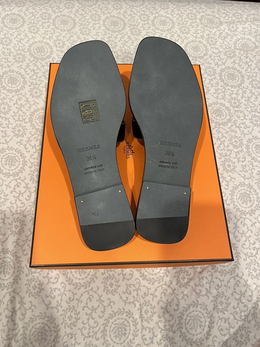 Brand New in Box Hermes Black Oran Sandals With White Brand New in Box Hermes Black Oran Sandals With White
