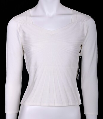 NWT IDEOLOGY ALMOST WHITE 3/4 SLEEVE LIGHTWEIGHT KNIT CROP SWEATER TOP PS