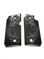 --Ebony Floral Checkered Grips For Sig Sauer P238 Checkered Engraved Textured