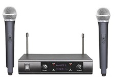 UHF Cordless Dual Hand Held Microphone Mic System Karaoke Church School Parties