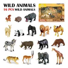 16Pcs Wild Zoo Animal Model Action Figures Figurines Toy for Children Gifts Box