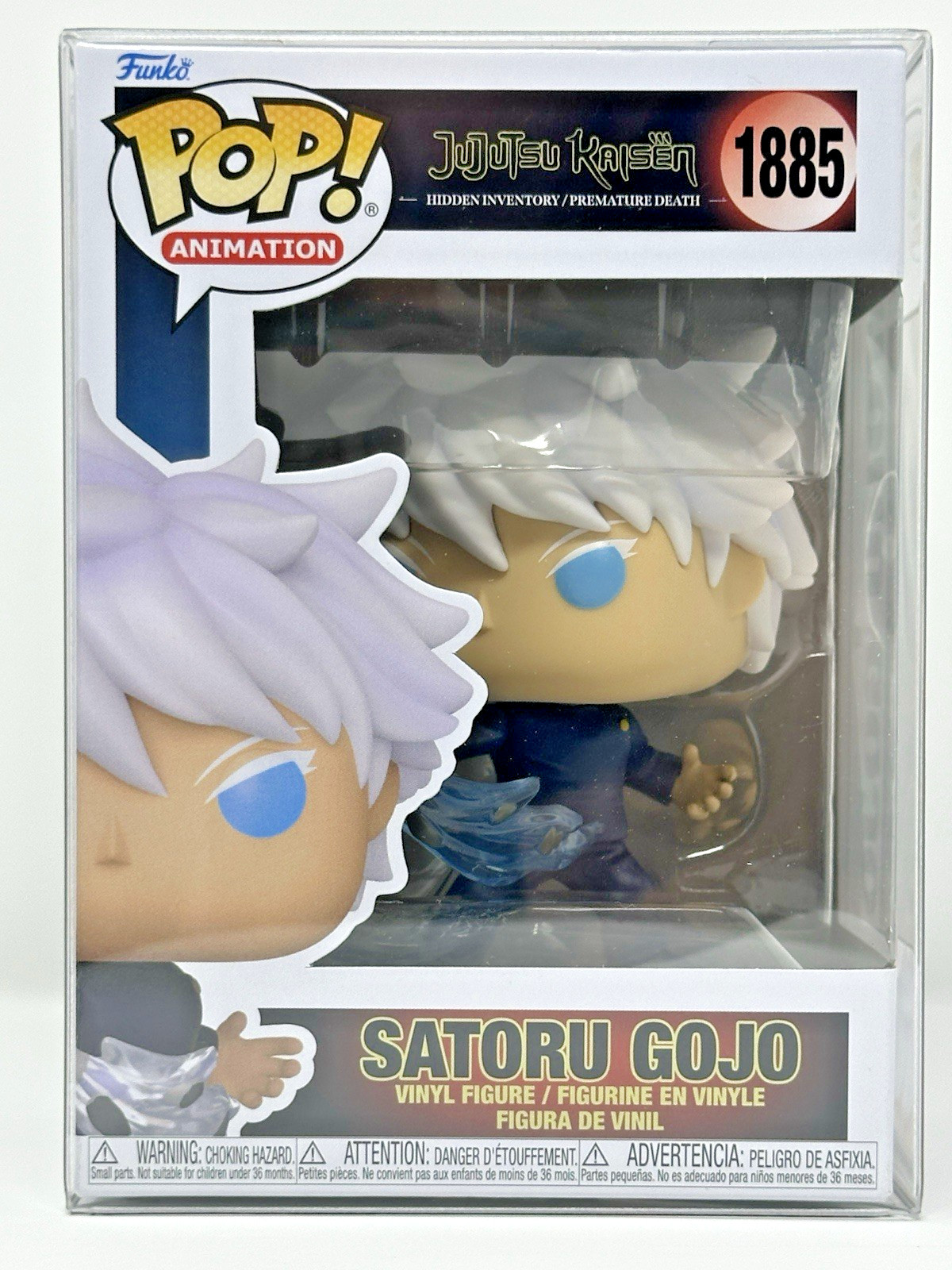 Funko Pop! Jujutsu Kaisen: Satoru Gojo (azul) #1885 con protector premium