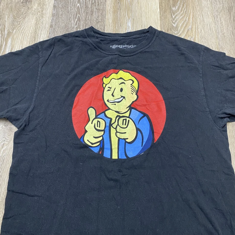 BETHESDA Fallout Vault Boy Graphic Crewneck Black Basic T-Shirt Men's Size M - Image 4 of 4