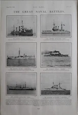 1904 PRINT JAPANESE CRUISER KASAGI - BATTLE-SHIP FUJI - MATSUSHIMA - ASAHI FLEET