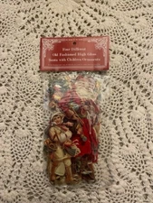 Vintage 1984 Merrimack Publ. Corp. Santa with Children Ornaments NIP Set of 4