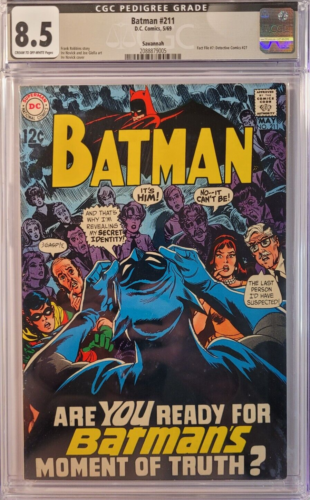 1969 Batman 211 CGC 8.5 Pedigree. Batman Reveals Indentity. - Afbeelding 1 van 2