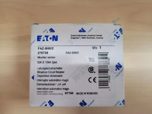EATON ELECTRIC FAZ-B50/2 278739 Miniature circuit breaker (MCB), 50A, 2p, B-Char