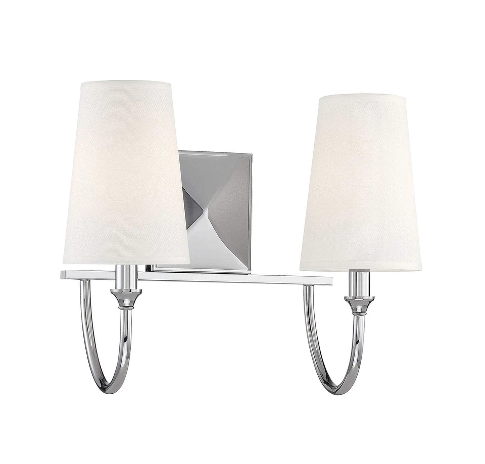 Lámpara de pared tocador de baño de tela blanca Savoy House 8-2542-2-109, 12" H x 15" W Foto 3 de 4