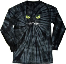 Halloween T-shirt Black Cat Tie Dye Long Sleeve