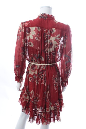 Zimmermann Juno Ruffled Floral Printed Cotton and Silk-Blend Mini Dress / Red - Picture 3 of 5
