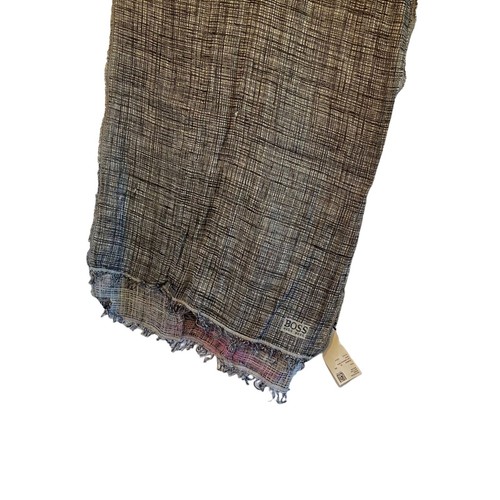 #7477 HUGO BOSS Gray Black with pink Long Scarf 72X15 - Picture 2 of 4
