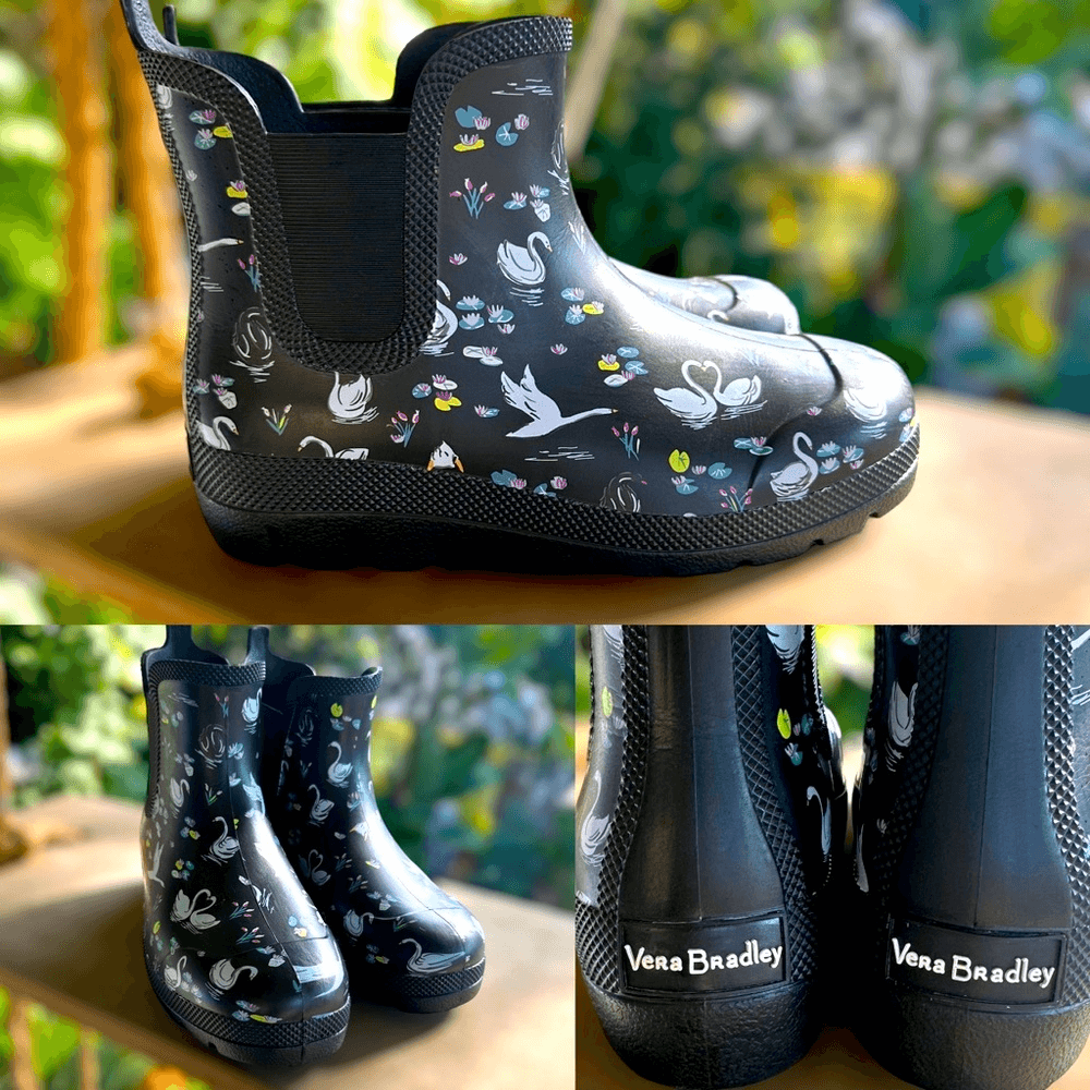 VERA BRADLEY WATERPROOF TOTES RAIN BOOTS EVERYWEAR SWAN PRINT Size 8 eBay