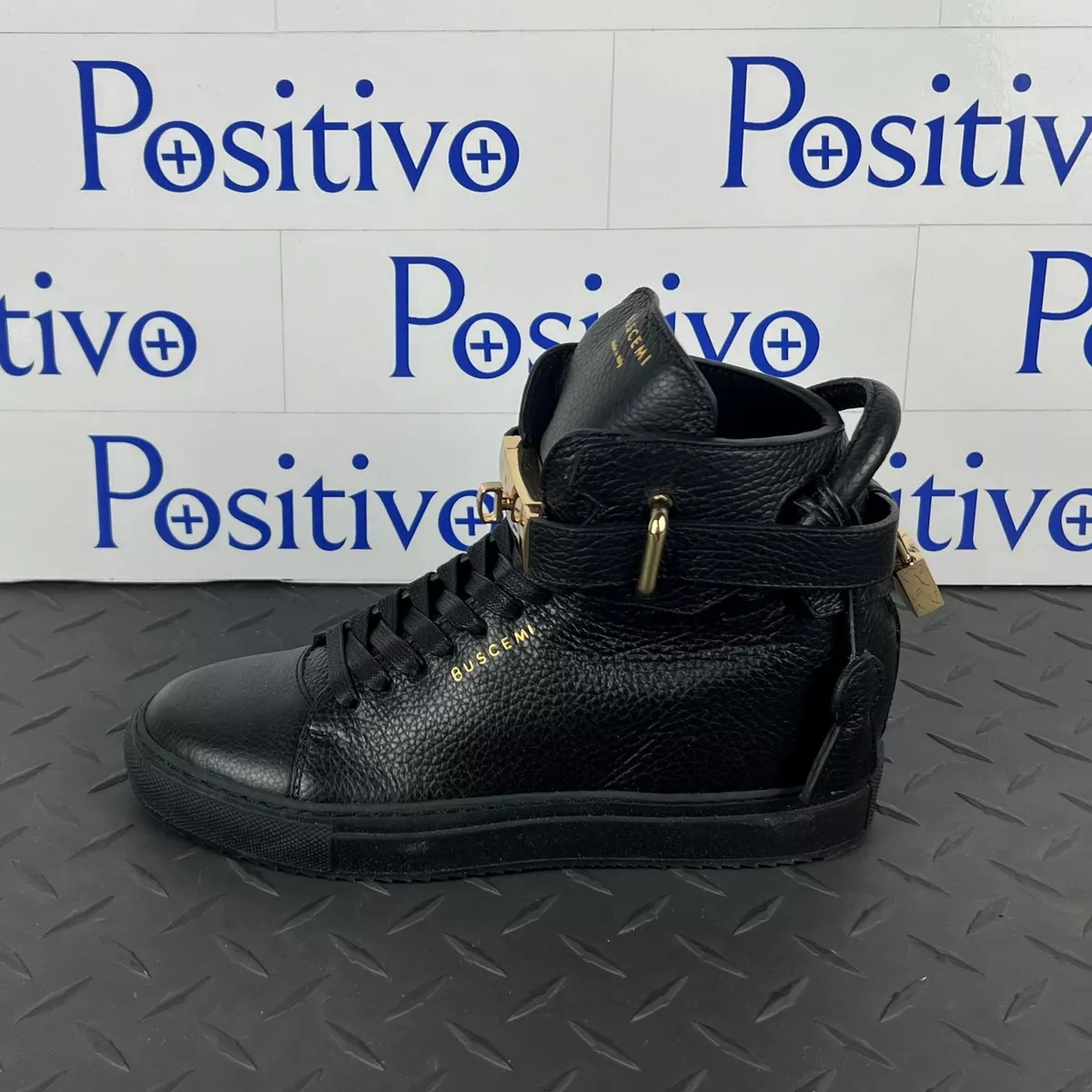 Buscemi Womens 100MM Alta Black Black Leather Sneakers US 7 SAMPLE