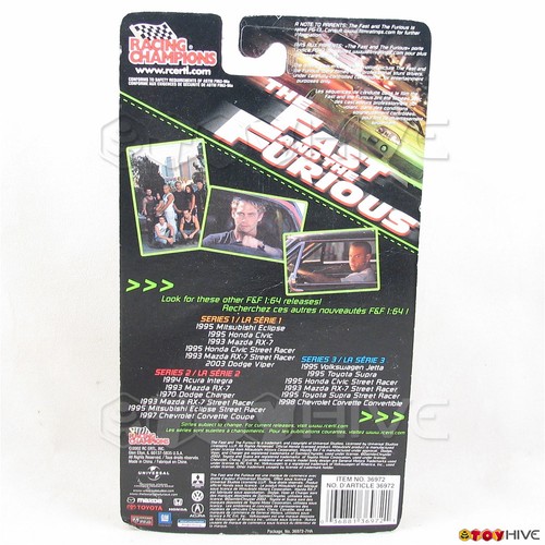 Fast and Furious 1:64 1997 schwarz Chevy Corvette Serie 2 Racing Champions - getragen - Bild 2 von 2