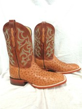 justin full quill ostrich roper boots cognac