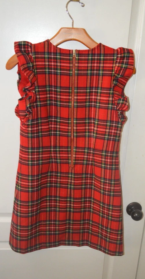 Vineyard Vines Girls Size 14 Red Plaid Jumper Dress Zip Back Beautiful - Image 2 of 4