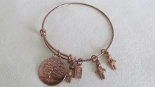 COPPER TONE TREE OF LIFE CHARM BRACELET w/MORE CHARMS  LOOK!!!  #Q
