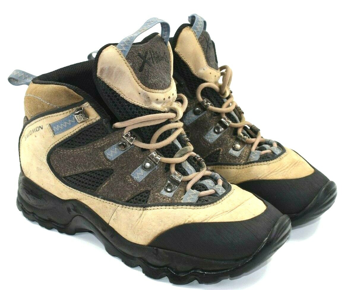 Stivali da trekking Salomon X Hiking da donna in pelle contagrip grigio marrone taglia 8