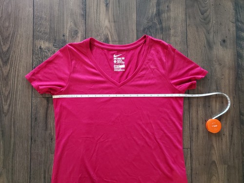 Nike Dri-Fit Womens Large L Fuchsia V Neck Short Sleeve Athletic Shirt Pink - Picture 7 of 14