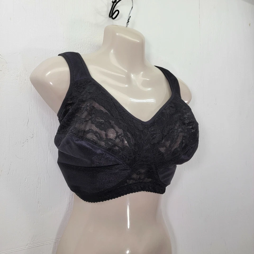 Sujetador negro 44DDD Comfort Choice nuevo con etiquetas soporte completo encaje floral para mujer Foto 2 de 4