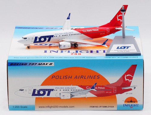 LOTTO 1:200 InFlight BOEING 737-8 MAX aereo passeggeri modellino aereo pressofuso - Foto 8 di 24