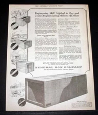 1925 OLD MAGAZINE PRINT AD, THE GENERAL BOX COMPANY, ENGINEERING SAVES MILLIONS!