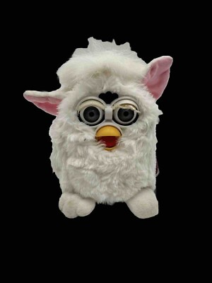 Vintage Original 1998 White Furby Feet Hair Tail Pink Ears Tested
