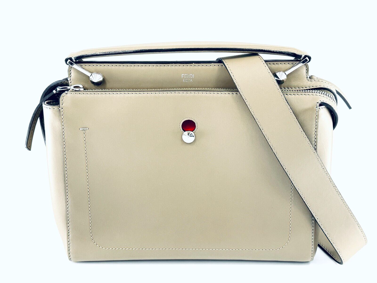 FENDI Beige 8BN293 Dotcom Handbag Leather Satchel | eBay