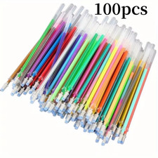 100Pcs 1.0Mm Glitter Pen Refills Set Flash Multicolor Gel Pen Refill Core DIY Ar