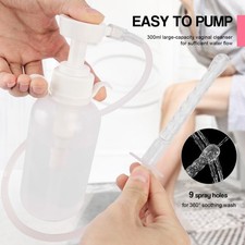 300ml Pump Action Douche Enema Bottle with Nozzle Vaginal Anal Cleaning Woman