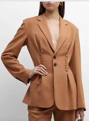ALC Maverick Tawny Lace Up Pleat Front Tailored Blazer Business Size 8 NWT