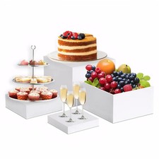 Kongming Buffet Risers,5x6x7x8 Inch Plinth,Acrylic Food Display Stand with Hollo