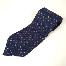 Structure Mens Necktie Tie 100% Silk 59x3.75 USA Made Blue Geometric Vtg