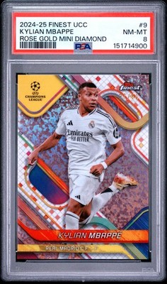 2024-25 TOPPS FINEST UEFA CLUB COMPETITIONS #9 KYLIAN MBAPPE 37/50 PSA 8