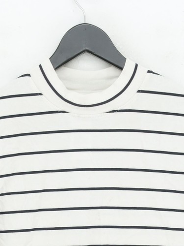 COS Men's T-Shirt S White Striped 100% Cotton Basic - Picture 3 of 5