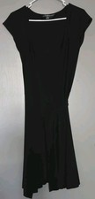 Norma Kamali Black Wrap Bow Tie Dress Women XL  Short Sleeve Stretch Soft