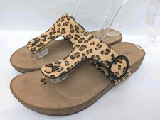 HOTTER RESORT Toe Post Sandals Size UK 6  EU39 Yellow Brown Ponyskin Leather 