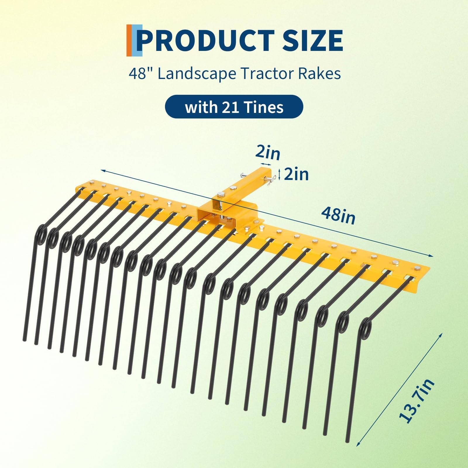 3 Point 48"/60"Tow Behind Landscape Rake W/21 Tines to Cat 1 for Tractor,Attache