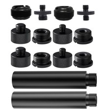14 PCS Black Aluminum Alloy Microphone Stand Adapter Screw Extension Tube