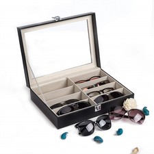 Leather Multi Sunglasses Organizer for Women Men Eyeglasses Eyewear Display Case
