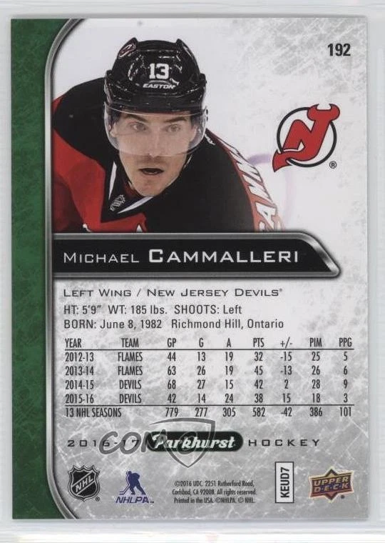2016-17 Upper Deck Parkhurst Mike Cammalleri Michael Cammalleri #192 - Image 2 of 2
