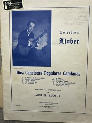Miguel Llobet Diez Canciones Populares Catalanas Solo Guitar UME Madrid
