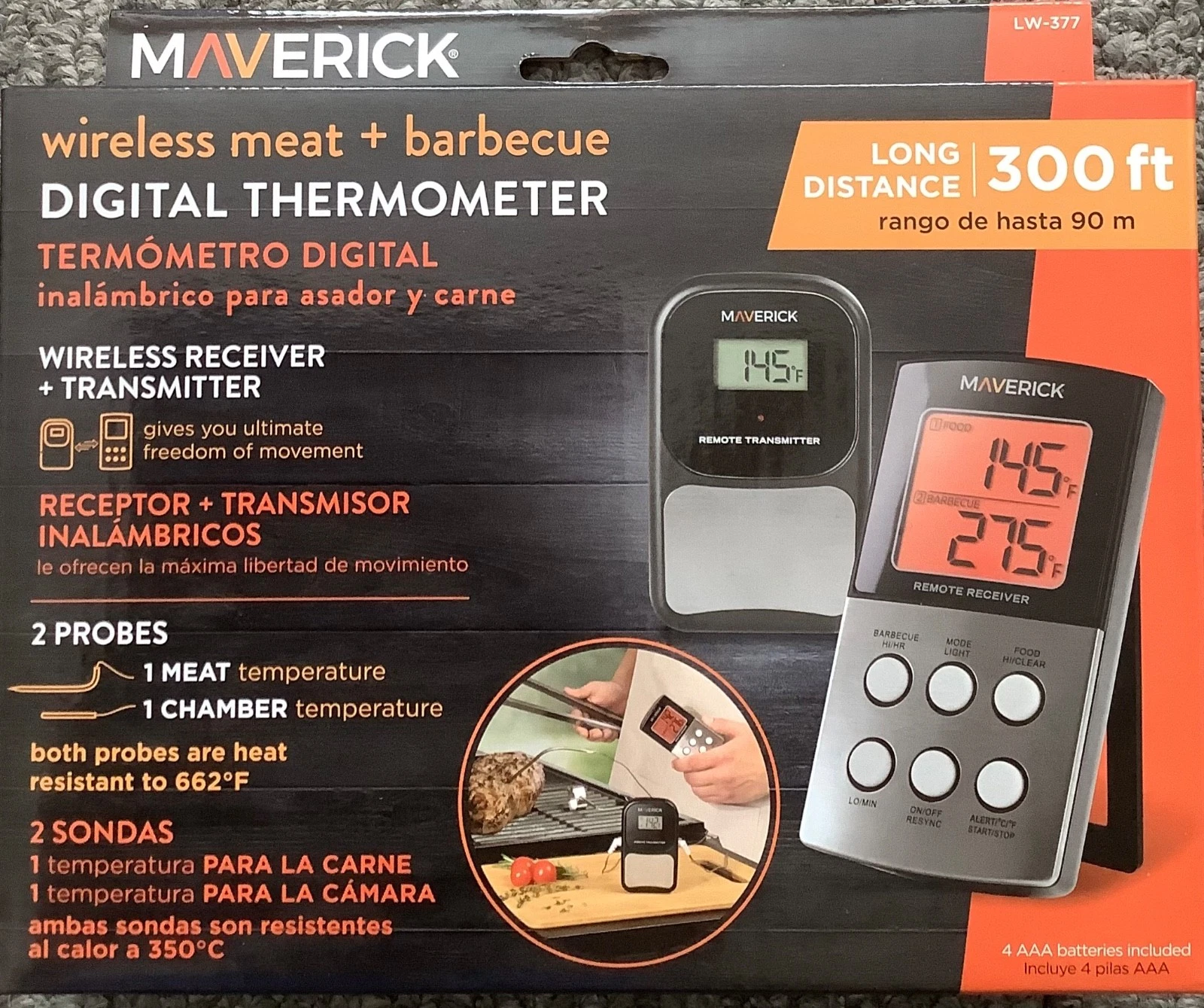 Maverick Wireless Meat, Barbecue, Oven, Smoker Thermometer 300 Ft Range LW-377
Opens in a new window