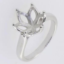 11MM Round Shape Semi Mount Ring 925 Sterling Silver Solitaire Ring For Women
