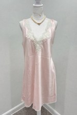 Etienne Pink Satin Lace Nightgown Slip Dress Vintage Lingerie Size M NWT
