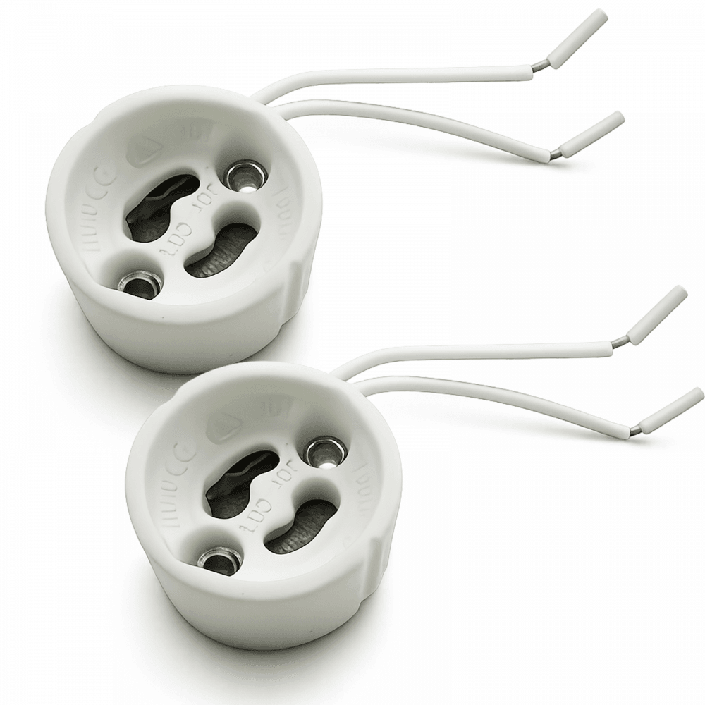 GU10 Ceramic Lamp Holder Sold In Pairs 90mm Fly Lead Halogen LED Bulb Holders