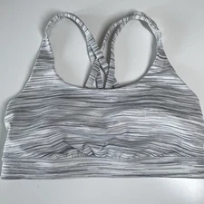 Lululemon Energy Bra  B/C cup Size 6 Grey/White Sports Bra Yoga Gym Hike Active